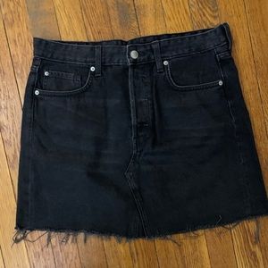 Black cut off denim mini shirt